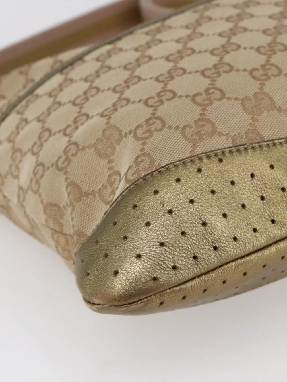 Authentic GUCCI GG Canvas Shoulder Bag Beige Gold 145857 - Picture 6 of 16